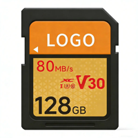Carte SD OEM personnalisée V30/U3/C10 16 Go-256 Go en plastique avec logo d'entreprise, 30 Mo/s en écriture/80 Mo/s en lecture, pour cadeaux et événements