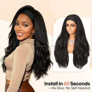 JAMBALAYA Perruque synthétique à bandeau, <span class=keywords><strong>cheveux</strong></span> afro raides et crépus noirs, 24-26 pouces, résistante à la chaleur, pour femmes noires - Product Image 4