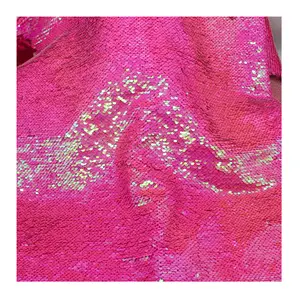 Groothandel Glitter Roze Kleur Custom Dubbele Kleur Flip Kostuum Omkeerbare Lovertjes Stof Sequentie Kant Stof Voor Jurk Gerecycled