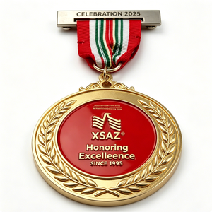 Medalla XSAZ Chapada en Oro con Grabado Circular que Conmemora la Excelencia Desde 1995, Premio de Aniversario - Product Image 4