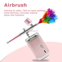 Kit d'airbrush automatique électrique doré pour soins de la peau à domicile, art des ongles, imprimante à ongles, bricolage, sans fil, ensemble d'airbrush pour barbier