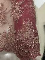 Tela de encaje bordada a mano con lentejuelas y cuentas pesadas, de doble cara, para vestidos de novia y bolsos, venta al por mayor, en stock.