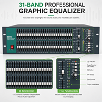 AOFO GQX3102 Ecualizador Gráfico Analógico Estéreo Profesional de Doble Canal y 31 Bandas con 1/3 de Octava para Equipos de Estudio Musical