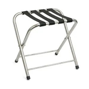 H009 Hotel Supply Bed Room Steel Folding Baggage Stand Metal Chrome Finish Luggage Rack Stand