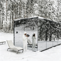 Maison modulaire préfabriquée de luxe en verre nordique avec poêle à bois, maisons préfabriquées pour hôtel, complexe hôtelier, usage résidentiel