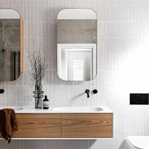 Set kabinet kamar mandi Modern wastafel atas ganda tekan kayu lapis pop up laci kamar mandi vanity