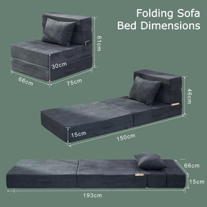 <span class=keywords><strong>Canapé</strong></span>-lit pliant simple <span class=keywords><strong>convertible</strong></span> 4 en 1 avec <span class=keywords><strong>matelas</strong></span> et oreiller rectangulaire, housse lavable en machine - Product Image 5