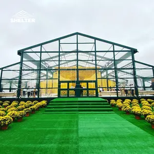 Luxury Clear Pvc Marquee Tent Transparent Roof Black Aluminum Frame Banquet Atrium Marquee Tent For Outdoor Wedding Party