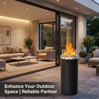 Calentador de Patio, Chimenea Exterior de Primera Calidad, Columna Redonda de Metal de 23 Pulgadas con Protección Contra el Viento para Jardín, Patio Trasero, Balcón
