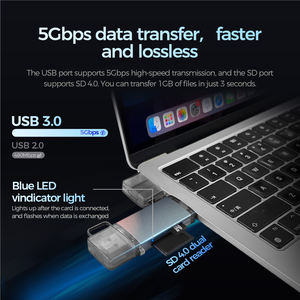 OEM Custom Dual Slots USB 4,0 Tipo C a Micro SD Card Adapter Lector de tarjetas de memoria para <span class=keywords><strong>MicroSD</strong></span>, <span class=keywords><strong>SDHC</strong></span>, Compatible con Laptop, PC - Product Image 3