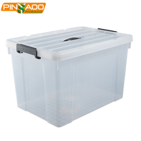 Offre Spéciale 87l grand transparent empilable boîte de rangement en plastique avec poignée et couvercle