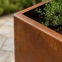 Jardinière rectangulaire en acier corten résistant aux intempéries, finition rouille écologique, pour jardin extérieur, patio