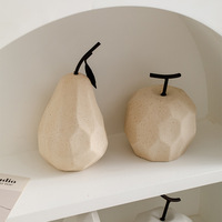Ornement de luxe en porcelaine blanche marbrée beige/jaune, style minimaliste, écologique, forme géométrique poire/pomme (vendu à l'unité)