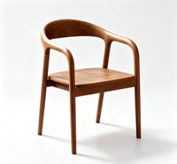 Chaise de bar moderne en bois massif, stable, avec accoudoirs, dossier incurvé et creux, coussin en cuir rembourré, plusieurs options de couleur de bois