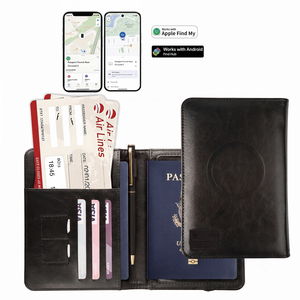 Localisateur intelligent anti-perte Find My, traqueur GPS, porte-monnaie en cuir PU, porte-passeport familial pour iOS et Android - Product Image 1