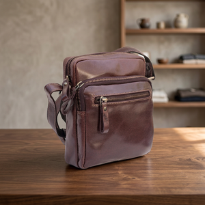 Sac à dos bandoulière décontracté unisexe en cuir véritable ADORA de haute qualité avec compartiment avant zippé et système de transport durable - Product Image 3