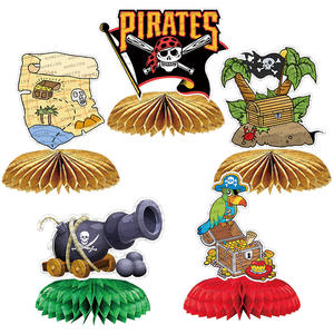 9 pièces décoration d'Halloween <span class=keywords><strong>Pirate</strong></span> fête d'anniversaire décoration de table boule en nid d'abeille décoration Pirates <span class=keywords><strong>des</strong></span> Caraïbes ensemble d'anniversaire - Product Image 3