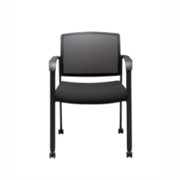 Chaise de formation moderne à roulettes en maille avec cadre métallique et accoudoirs, sièges en tissu, chaise de bureau mobile pour réunions et invités