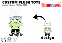 Poupée en peluche électrique Anime, cheveux argentés, yeux marrons, gilet matelassé vert, bonnet en tricot blanc, sur mesure