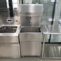 Station d'hygiène des mains automatique professionnelle Cosink en acier inoxydable, norme GMP, pour une personne, 10 points de distribution de savon, puissance 1100W