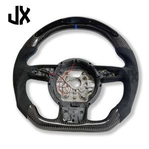 Volante de medio ante para <span class=keywords><strong>Audi</strong></span> A3 A4 A5 RS3 <span class=keywords><strong>RS4</strong></span> RS5 RS6 RS7 2010-2015 LED Volante de fibra de carbono <span class=keywords><strong>Interior</strong></span> de coche deportivo - Product Image 1