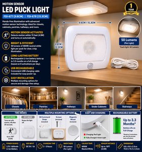 ไฟ LED RGB แบบแผ่น 4000K 50 ลูเมน พร้อมเซ็นเซอร์ตรวจจับความเคลื่อนไหว รีโมทคอนโทรล ใช้พลังงานจากแบตเตอรี่ ช่องเสียบ USB 5V รับประกัน 1 ปี ขนาด 2 ตู้ - Product Image 2