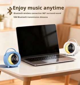 Réveil pour enfants avec haut-parleur, lumière nocturne RVB, machine à <span class=keywords><strong>bruit</strong></span> portable, design portable, mini réveil rechargeable BT pour les voyages - Product Image 4