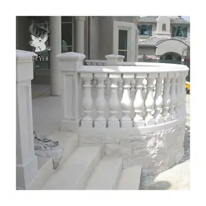 Marble blacony balustrade stone handailing white marble roman balustrade Stair Handrails for Building