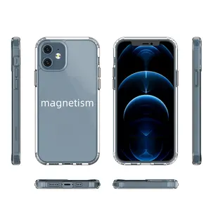 투명 PC TPU 무선 충전 마그네틱 전화 케이스 iPhone 14 Pro Max 고속 충전 케이스 마그네틱 백 커버