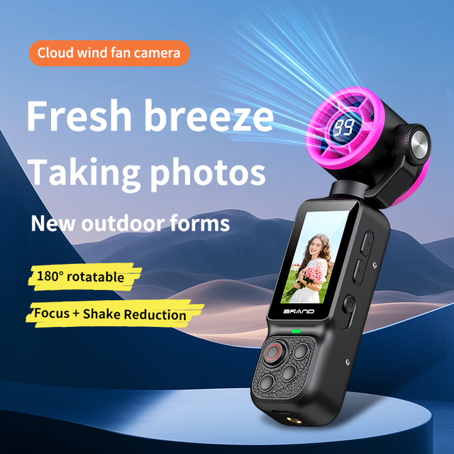 Outdoor Action Camera with Fan, 180° Flip Screen, Anti-Shake Steady Shooting While Walking, Supports Travel Photography
