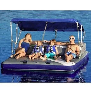 Wholesale Towable Inflatable Floating Island Raft Mat with Canopy