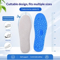 Semelle Intégrale en Gel TPE Motif Fleur – Coupe Avant-Arrière avec Picots Granulaires en Relief pour Massage de la Plante du Pied, Absorption des Chocs, Confort et Soulagement de la Douleur