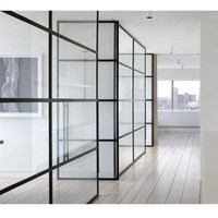 Vente flash : Fenêtres et portes en acier, intérieur en verre dépoli, portes françaises doubles