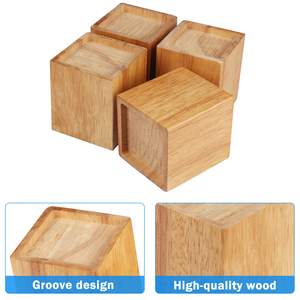 Elevadores de Muebles Rústicos Hechos a Mano de Madera de Pino, Elevadores Resistentes para Camas, Sofás y Escritorios, Juego de Elevadores de Patas de Estilo Folclórico Pulido, 4 Piezas Similares - Product Image 3