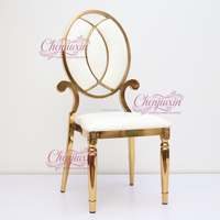 Chaises et tables de réception de luxe en acier inoxydable doré, durables et à bon prix, pour événements et salles de mariage