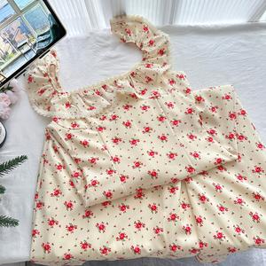 Robe à volants florale avec col en dentelle rembourré intégré Robe jaune fromage - Product Image 4