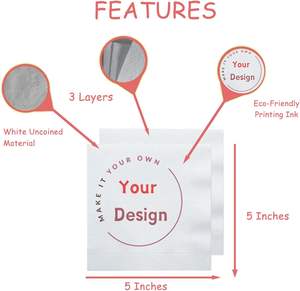 Serviettes <span class=keywords><strong>de</strong></span> Cocktail Personnalisées en Papier Vierge 2 Plis pour Anniversaires et Mariages – 50 à 1000 Pièces avec Impression <span class=keywords><strong>Photo</strong></span> et Logo sur Papier Téléchargeable - Product Image 3