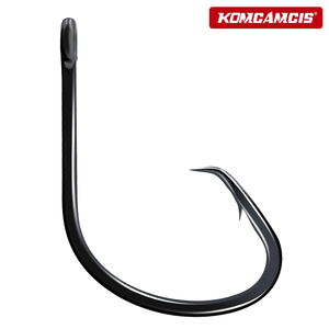 OEM 8 # -8/0 #   Hameçon circulaire en acier à haute teneur en carbone, type bec d'aigle, chromé noir, avec bande épaissie, pour eau douce et eau salée, pour la pêche au bar et au poisson-chat - Product Image 1