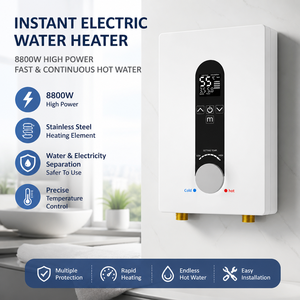 Calentador de <span class=keywords><strong>Agua</strong></span> Eléctrico Instantáneo sin Tanque de 8800W 220V, <span class=keywords><strong>Agua</strong></span> Caliente Ilimitada Bajo Demanda con Pantalla LED para Ducha, Cocina y Baño - Product Image 1