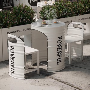 Mesa y Sillas de Estilo Industrial para Cafeterías, Salón de Té y Áreas de Descanso, Diseño Creativo con Forma de Barril de Petróleo - Product Image 5