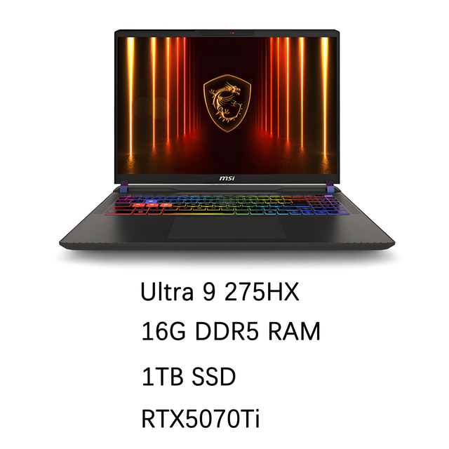 New MSI Titan16 AI Intel Ultra9-275HX 16G 1TB SSD 16" 2.5K 240Hz Customizable RTX5070Ti Gaming Laptop Content Creation