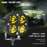 Lampe de travail LED 3 pouces 40W 6000K, éclairage de faisceau blanc, lampe de travail carrée pour moteur de voiture, camion tout-terrain universel 12V 24V