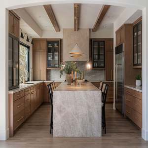 Îlot de cuisine de luxe, armoires sur mesure, design intégré, prêt pour la rénovation, pour villas, appartements, évier en acier inoxydable et granit - Product Image 1