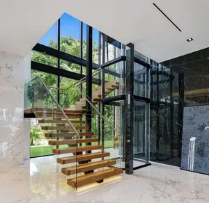 New Arrival Modern Top Quality Customized 3D Design Villa Steel Stringer Glass Railing Staircase