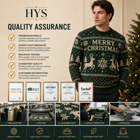 Pull de Noël moche unisexe en tricot jacquard fin, motif cerf et sapin, pour l'hiver, ODM/OEM, vente en gros, personnalisable en couleur et taille
