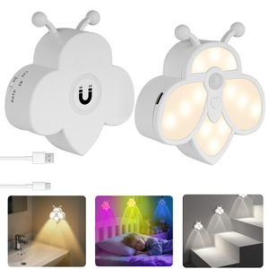 RGB Nighttime <b>Sensor</b> <b>Light</b> with Thirteen Multi-Color Options Stepless Dimming Bee-Shaped Design Magnetic Adsorption - Product Image 3