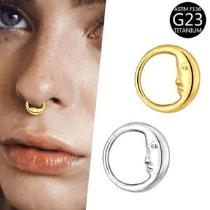 Anello per Naso in Titanio ASTM F136 a Forma di Luna, Gioielli per <span class=keywords><strong>Piercing</strong></span> al Naso, Septum, Orecchio, Daith, Rook, Gioielli per <span class=keywords><strong>Piercing</strong></span> Corporeo - Product Image 1