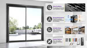 Puerta Corredera Interior <span class=keywords><strong>de</strong></span> <span class=keywords><strong>Aluminio</strong></span> EOKO CE, Insonorizada 30dB, Puerta Corredera Exterior con Vidrio Low-E <span class=keywords><strong>para</strong></span> Hogar, Cocina, Comedor, Villas - Product Image 2