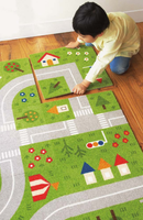 DIY Kinder-Spielmatte Nylon Bedruckter Cartoon-Stadtstraßen-Verkehrsteppich Abnehmbare Lehrreiche Puzzle-Matte für Spielzimmer Kindergarten