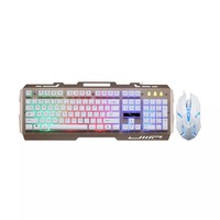 Ensemble clavier et souris filaires mécaniques G700, noir, or, métal + ABS, ergonomique, cool avec lumières USB